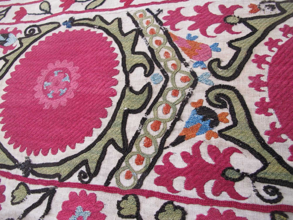 Silk Suzani Panel, Uzbekistan, Circa 1880, 2.12m x 0.77m View IX