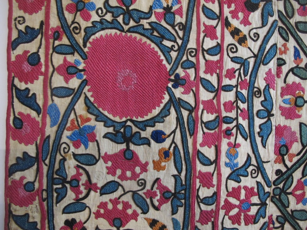 19th Century Silk Embroidered Suzani, 2.20m x 1.90m View III