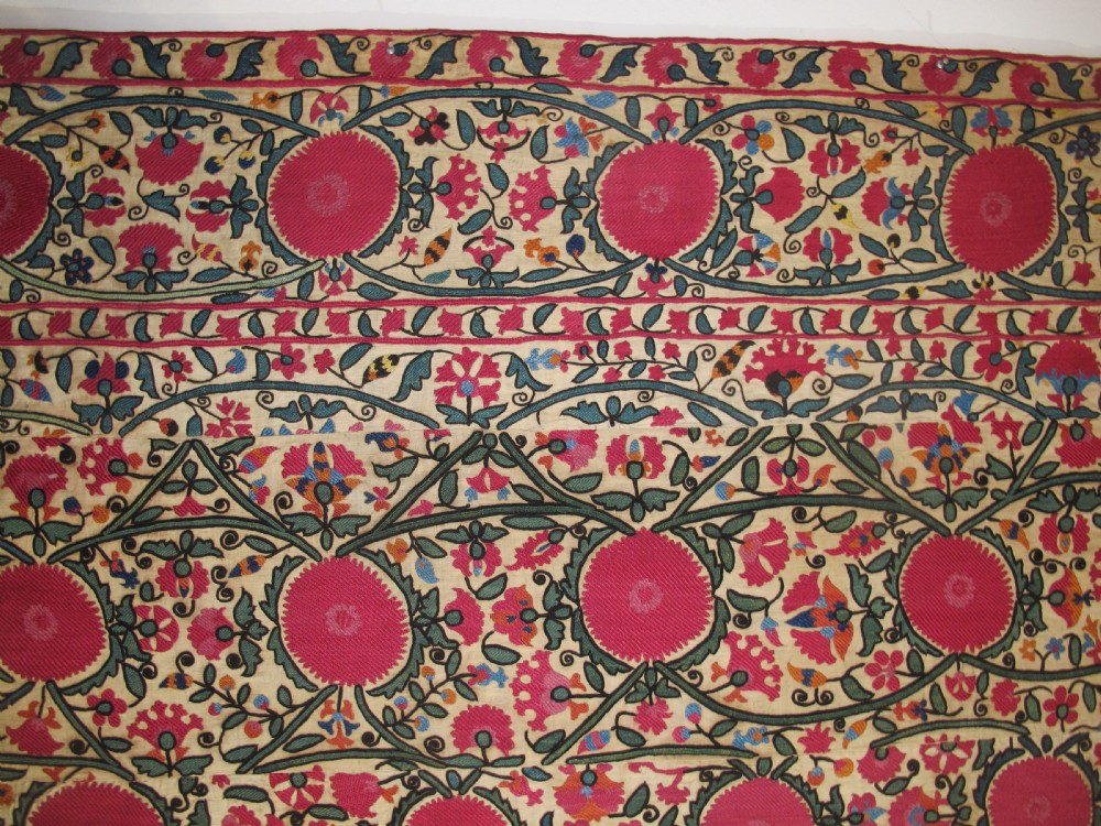 19th Century Silk Embroidered Suzani, 2.20m x 1.90m View X