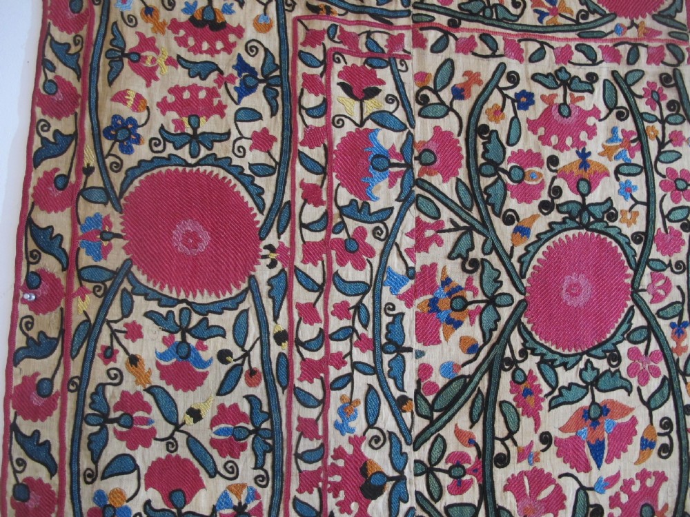 19th Century Silk Embroidered Suzani, 2.20m x 1.90m View XI