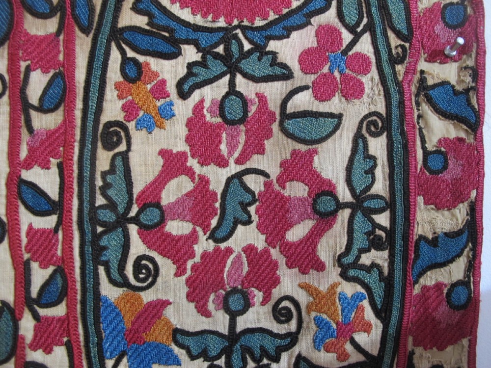 19th Century Silk Embroidered Suzani, 2.20m x 1.90m View XII