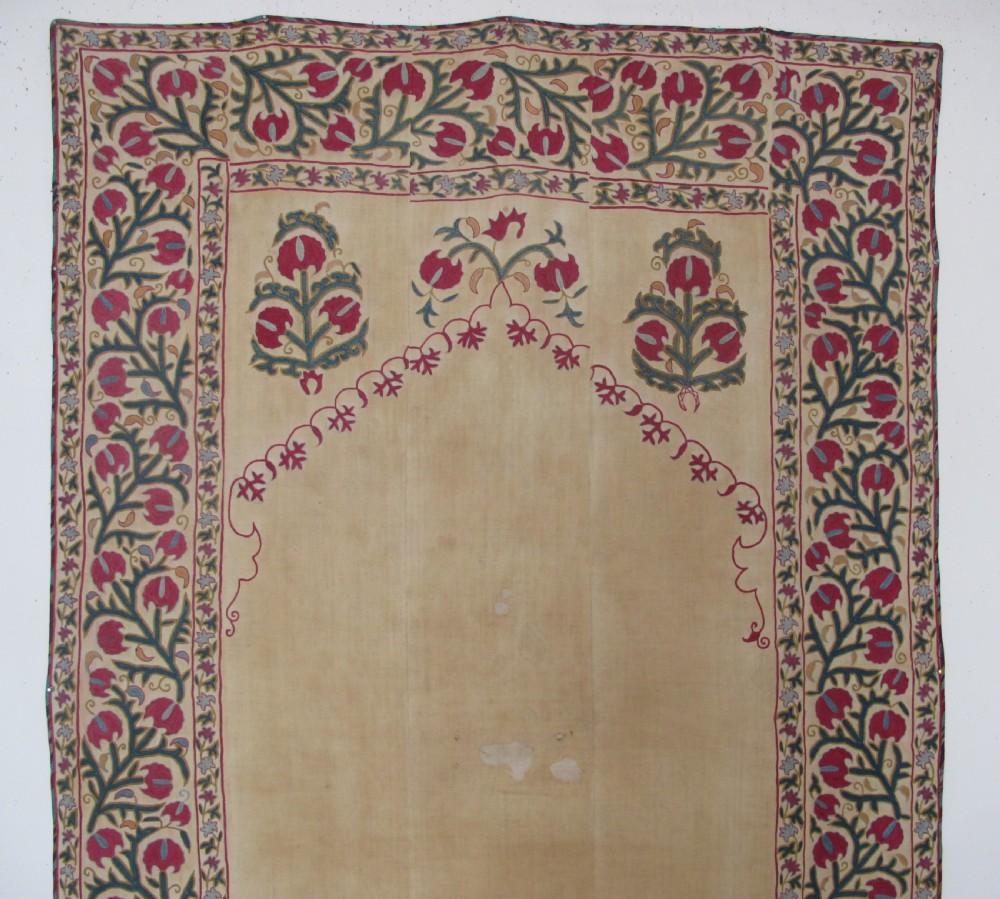 Fine Bokhara Suzani with Architectural Design, 2.24m x 1.40m View II