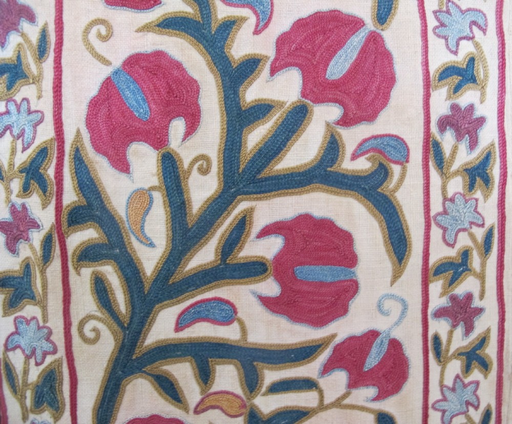 Fine Bokhara Suzani with Architectural Design, 2.24m x 1.40m View III