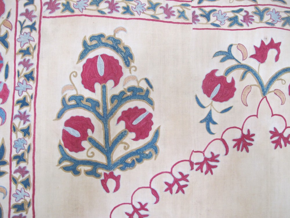 Fine Bokhara Suzani with Architectural Design, 2.24m x 1.40m View V