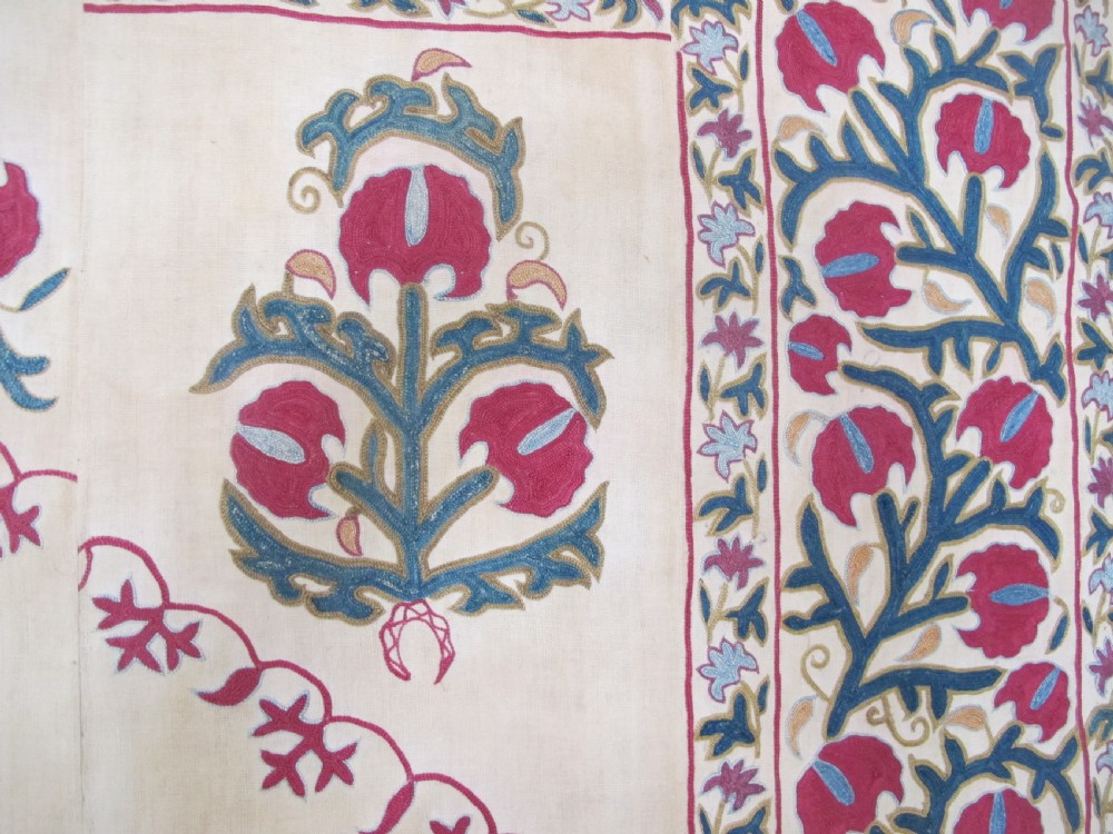 Fine Bokhara Suzani with Architectural Design, 2.24m x 1.40m View VI