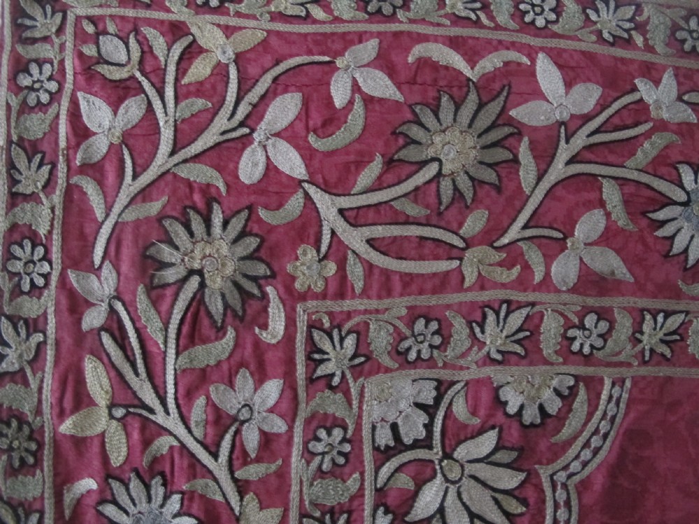 Fine Indian Silk Embroidery, Circa 1870, 99cm x 75cm View III