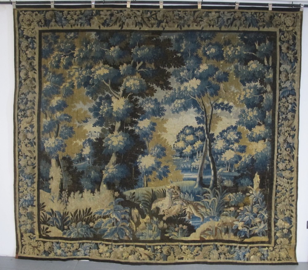 Flemish Wool and Silk Verdure Tapestry, 2.66m x 2.97m