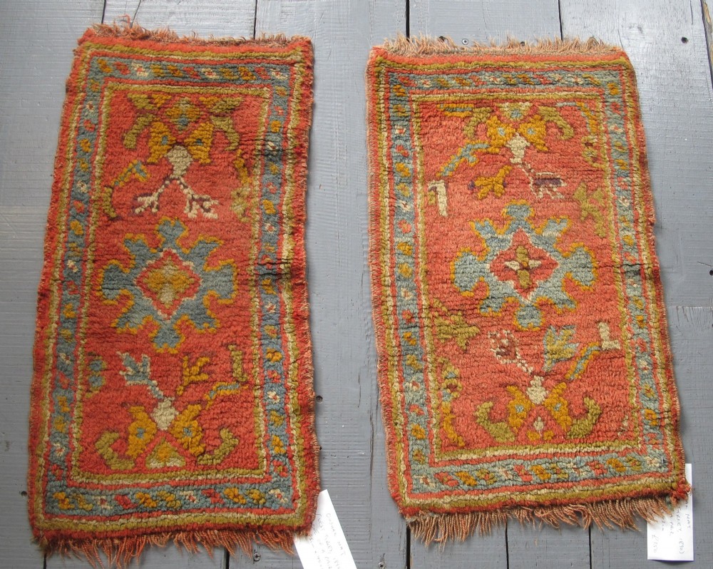 Pair of Cute Oushak Mats, Turkey, Circa 1890 View II