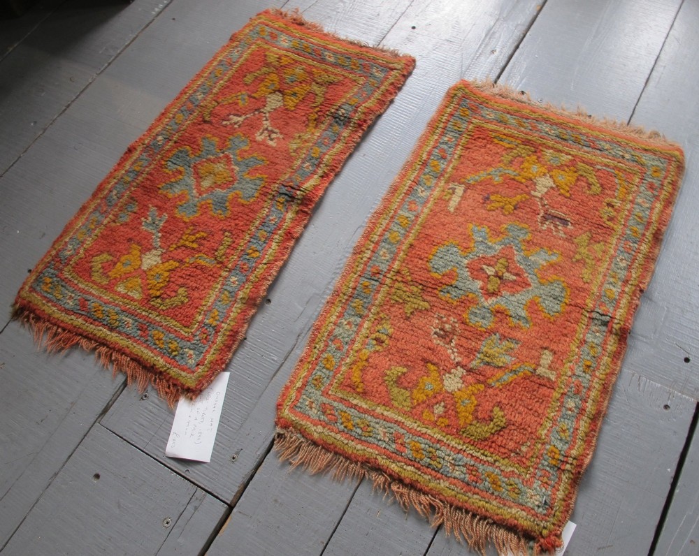 Pair of Cute Oushak Mats, Turkey, Circa 1890 View IV
