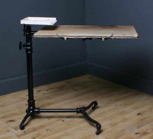 ATTRACTIVE ANTIQUE VICTORIAN CAST IRON ADJUSTABLE BED TABLE MOBILITY AID - ADDITIONAL PHOTO 1