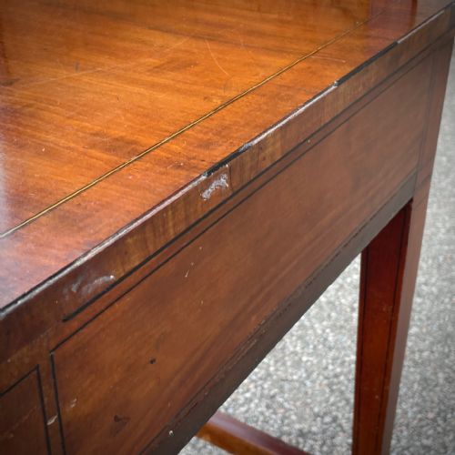 ATTRACTIVE ANTIQUE REGENCY INLAID MAHOGANY WRITING TABLE WITH REAR SCREEN - ADDITIONAL PHOTO 15