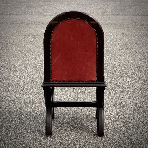 fig 3. Attractive Antique Gothic Style Leather Chair With X Frame Legs