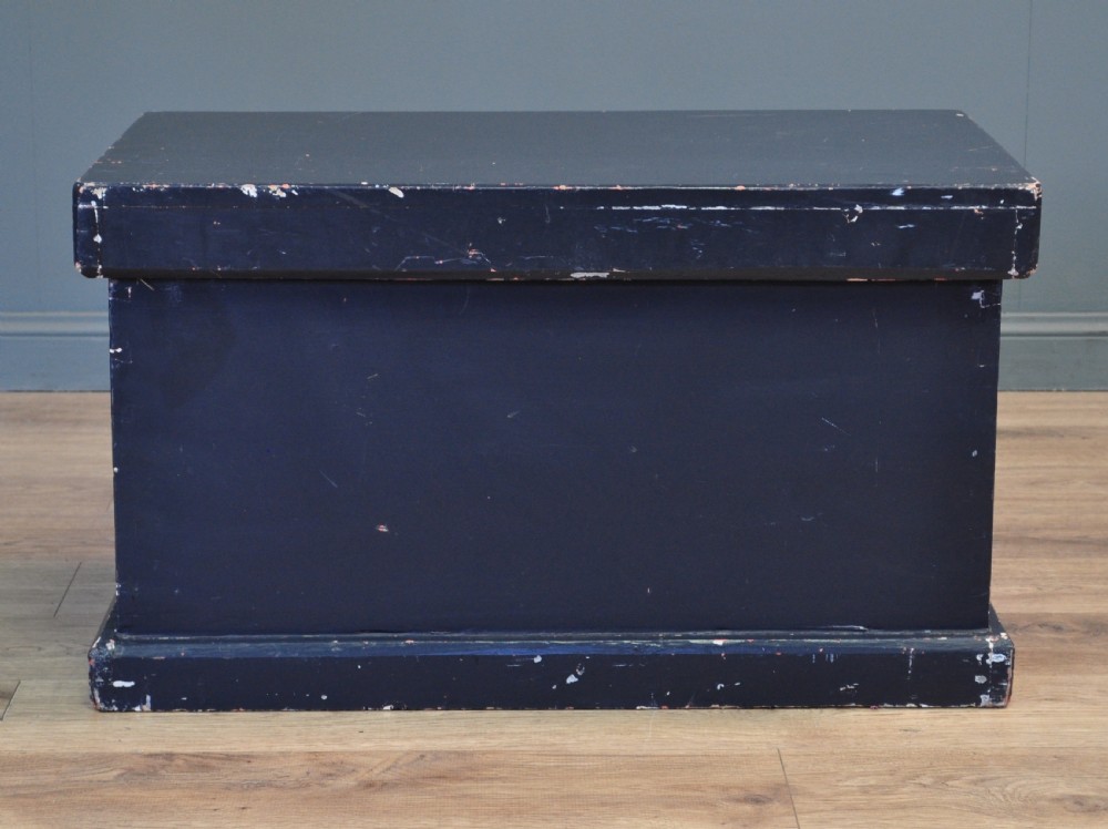 Attractive Antique Victorian Painted Pine Kist Chest Trunk Blanket Toy Box View II