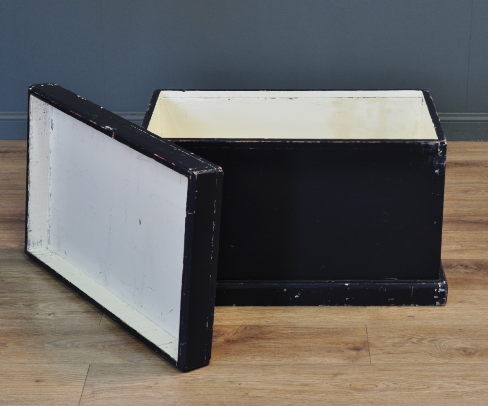 Attractive Antique Victorian Painted Pine Kist Chest Trunk Blanket Toy Box View III