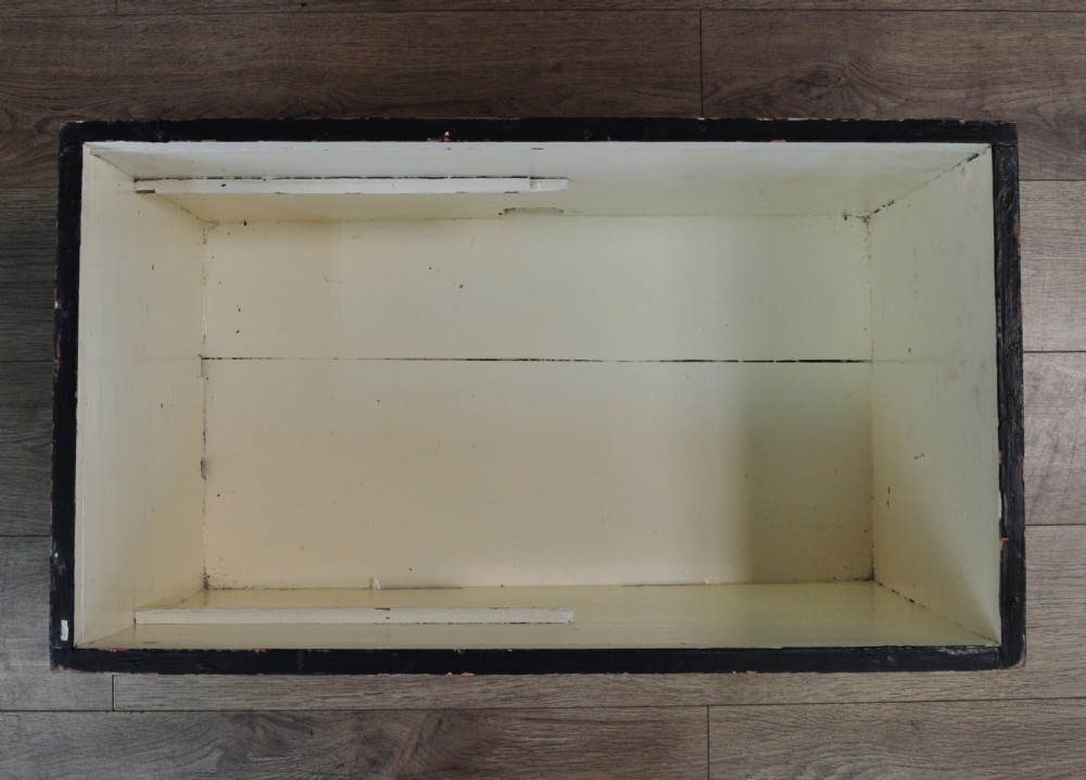 Attractive Antique Victorian Painted Pine Kist Chest Trunk Blanket Toy Box View V