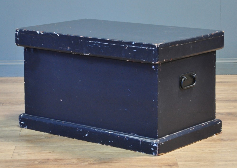 Attractive Antique Victorian Painted Pine Kist Chest Trunk Blanket Toy Box View VII