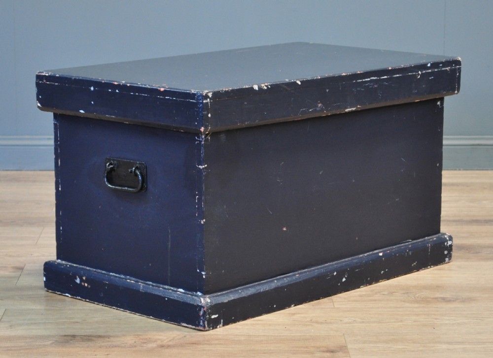 Attractive Antique Victorian Painted Pine Kist Chest Trunk Blanket Toy Box View VIII