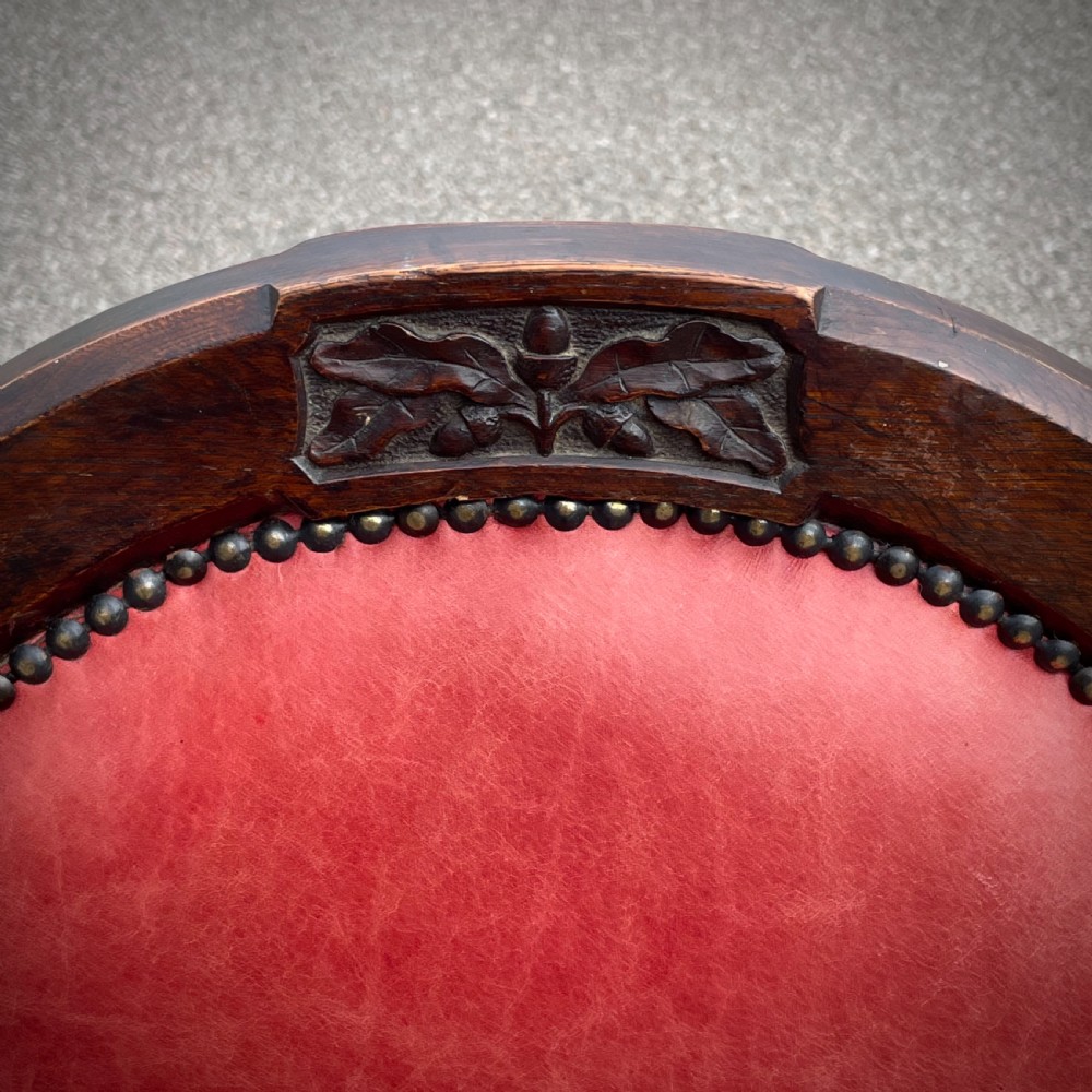 Attractive Antique Gothic Style Leather Chair With X Frame Legs View VII