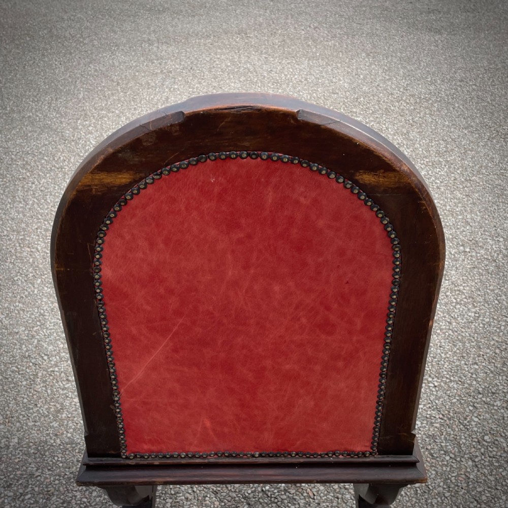 Attractive Antique Gothic Style Leather Chair With X Frame Legs View IX