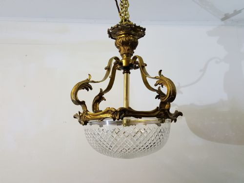 EDWARDIAN FRENCH GILDED BRASS CEILING LIGHT - ADDITIONAL PHOTO 6
