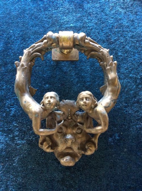 victorian neptune mermaids door knocker - CATEGORY: ANTIQUE MISCELLANEOUS - DATED VICTORIAN