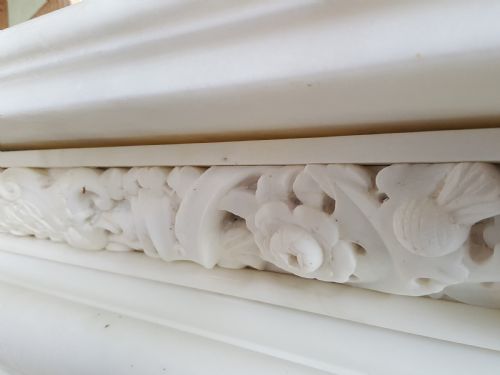 SA031 VICTORIAN WHITE STATUARY CARVED MARBLE SURROUND - ADDITIONAL PHOTO 2