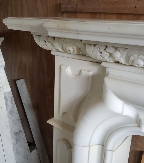 SA031 VICTORIAN WHITE STATUARY CARVED MARBLE SURROUND - ADDITIONAL PHOTO 4