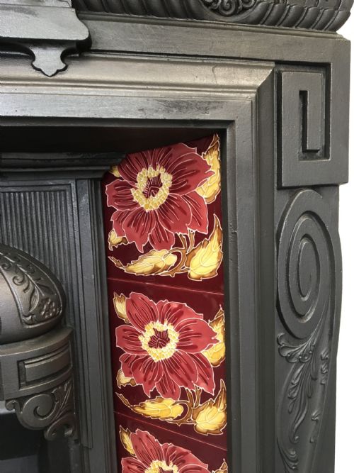 VICTORIAN CAST IRON TILED FIREPLACE - ADDITIONAL PHOTO 3