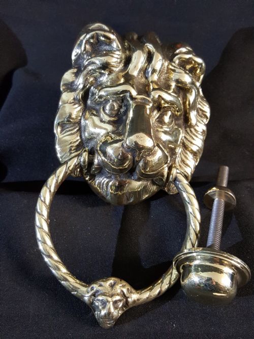 victorian brass lion head door knocker - CATEGORY: ANTIQUE MISCELLANEOUS - DATED VICTORIAN