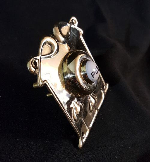 SA037 ART NOUVEAU BRASS PORCELAIN PRESS DOOR BELL - ADDITIONAL PHOTO 2