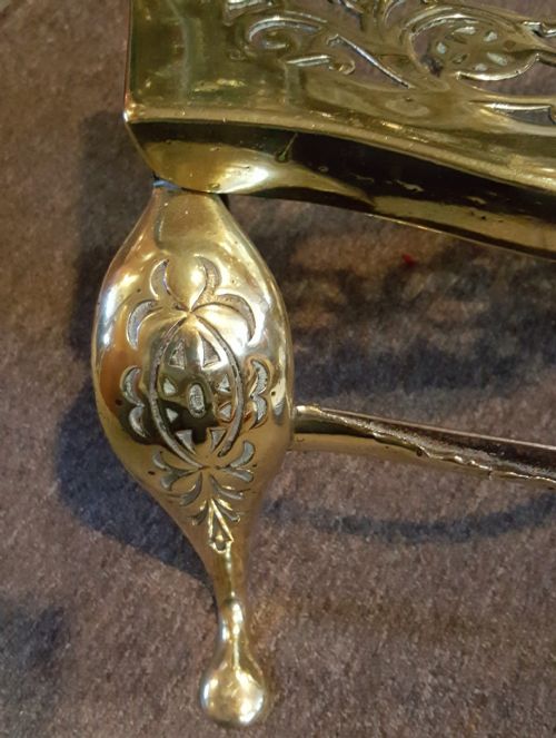 SA047 GEORGIAN BRASS PORTER FOOTMAN STOOL WITH CABRIOLE LEGS - ADDITIONAL PHOTO 3