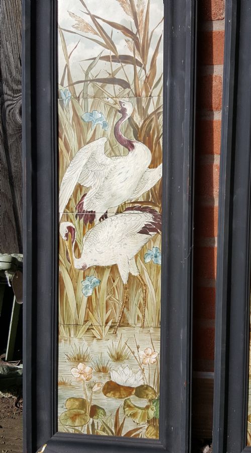 SA075 MINTON HOLLINS CO HAND PAINTED BIRD DESIGN 8 INCH PANEL TILES - ADDITIONAL PHOTO 2