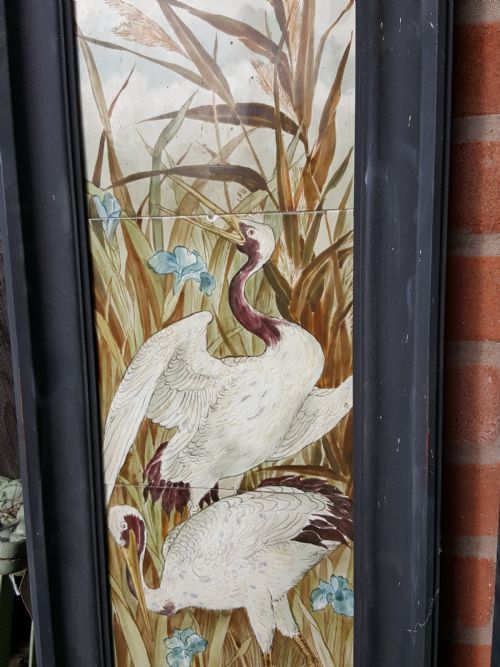 SA075 MINTON HOLLINS CO HAND PAINTED BIRD DESIGN 8 INCH PANEL TILES - ADDITIONAL PHOTO 3