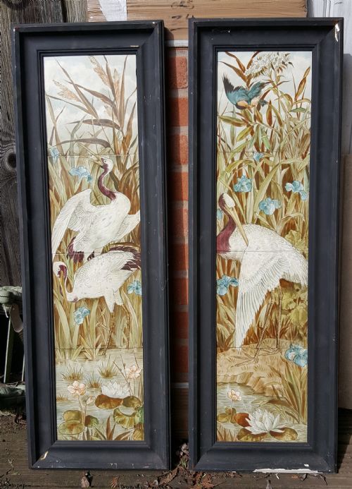 SA075 MINTON HOLLINS CO HAND PAINTED BIRD DESIGN 8 INCH PANEL TILES - ADDITIONAL PHOTO 6