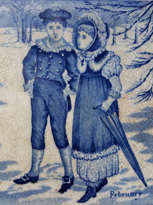 VICTORIAN WEDGWOOD SONS TILE FEBRUARY - ADDITIONAL PHOTO 1