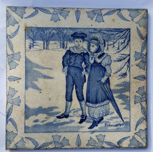 VICTORIAN WEDGWOOD SONS TILE FEBRUARY - ADDITIONAL PHOTO 5