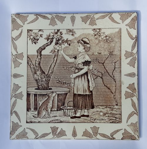 SA073 VICTORIAN WEDGWOOD SONS TILE SEPTEMBER - ADDITIONAL PHOTO 3