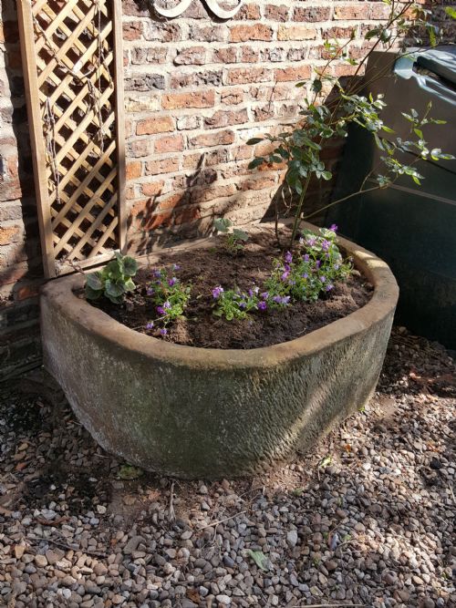 early victorian sandstone d shape trough - CATEGORY: ANTIQUE MISCELLANEOUS - DATED VICTORIAN