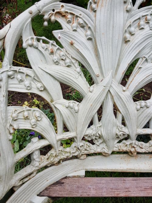 VICTORIAN COALBROOKDALE LILY OF THE VALLEY GARDEN BENCH - ADDITIONAL PHOTO 2