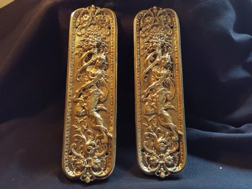 pair of brass victorian finger plates - CATEGORY: ANTIQUE MISCELLANEOUS - DATED VICTORIAN