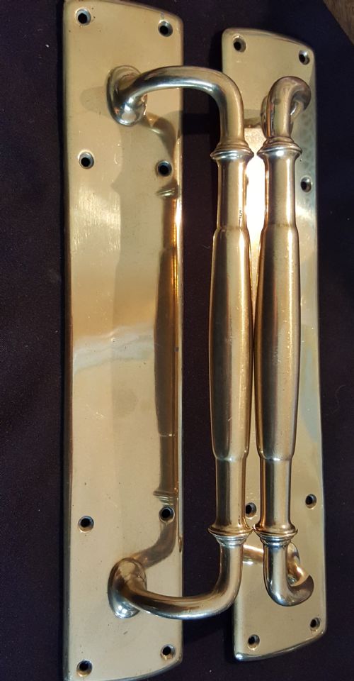 PAIR OF BRASS VICTORIAN DOOR PULL HANDLES - ADDITIONAL PHOTO 1