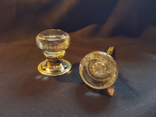 one pair of victorian clear glass rimlock door knobs - CATEGORY: ANTIQUE MISCELLANEOUS - DATED VICTORIAN