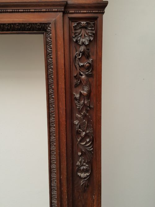 VICTORIAN CARVED SOLID OAK FIREPLACE - ADDITIONAL PHOTO 1