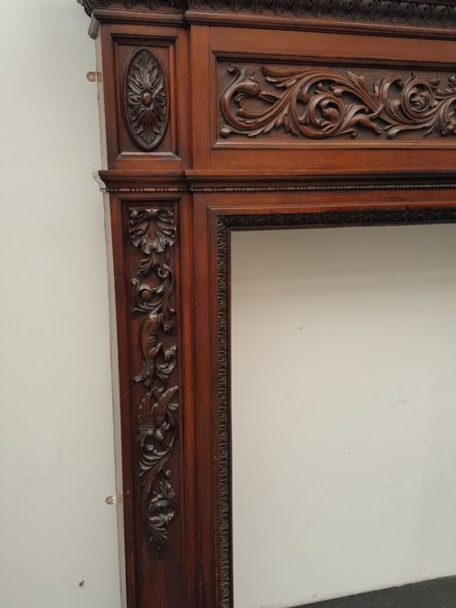 VICTORIAN CARVED SOLID OAK FIREPLACE - ADDITIONAL PHOTO 4