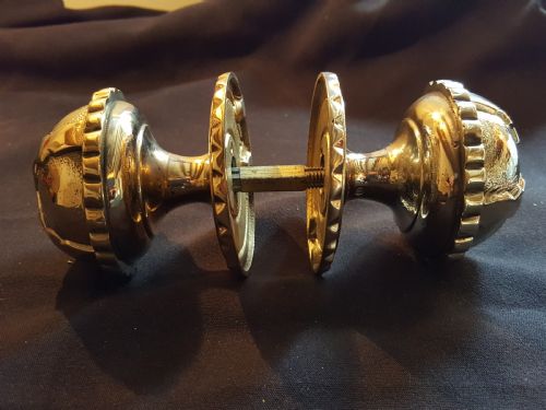 ONE PAIR OF GOTHIC BRASS DOOR KNOBS - ADDITIONAL PHOTO 1