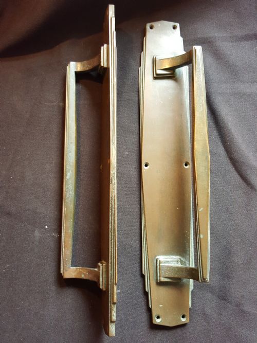PAIR OF BRONZE ARTS CRAFTS DOOR PULL HANDLES - ADDITIONAL PHOTO 2