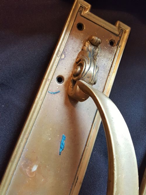 PAIR OF BRASS VICTORIAN DOOR PULL HANDLES - ADDITIONAL PHOTO 1