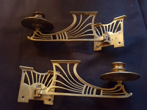 one pair of arts crafts brass candle sconces - CATEGORY: ANTIQUE LIGHTING - DATED 1880