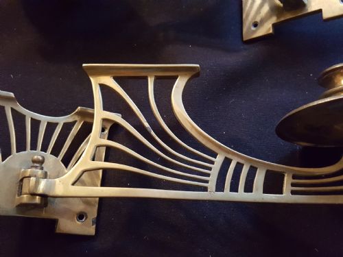 ONE PAIR OF ARTS CRAFTS BRASS CANDLE SCONCES - ADDITIONAL PHOTO 2