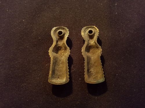 SA017 PAIR OF BRASS BEEHIVE KEY ESCUTCHEONS - ADDITIONAL PHOTO 2
